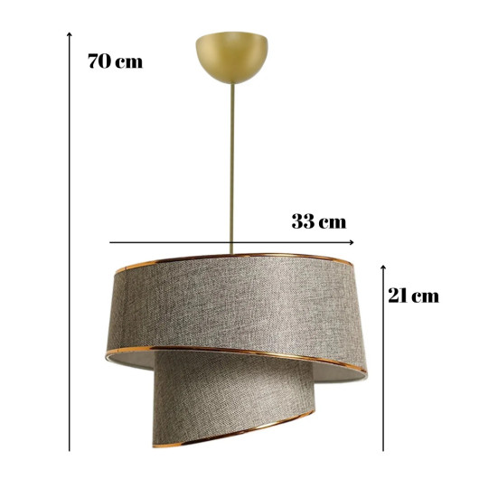 Beige And Gold Fabric Chandelier With Asymmetric Pattern