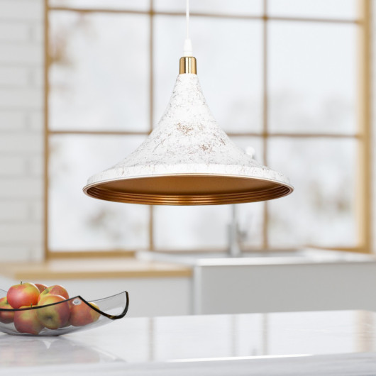 Single White And Gold Kitchen Chandelier