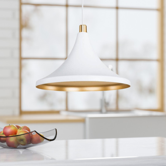 Single Mica Pendant Lamp White Gold Color Kitchen Cafe Office Lighting