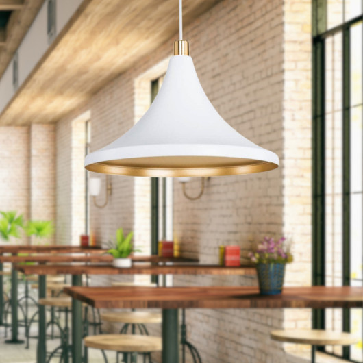 Single Mica Pendant Lamp White Gold Color Kitchen Cafe Office Lighting