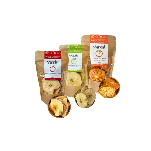 Dried Fruits Persimmon, Green And Red Apples 100 Grams
