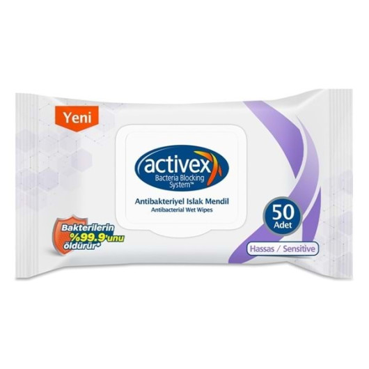 Activex Antibacterial Wet Wipes Sensitive 50S