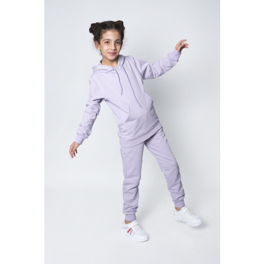 9 16 Years Old Hooded Tracksuit Set Purple