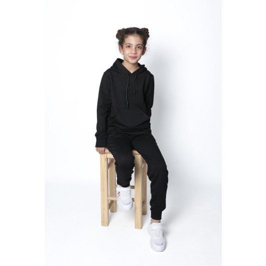 9 16 Years Old Hooded Tracksuit Set Black