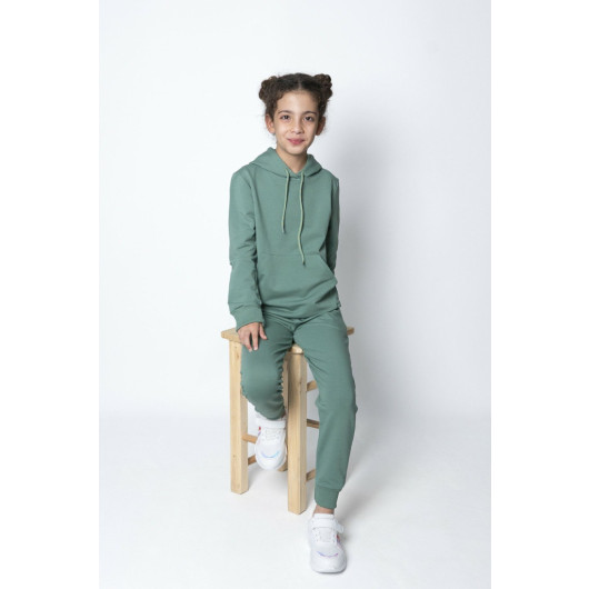 9 16 Years Old Hooded Tracksuit Set Green