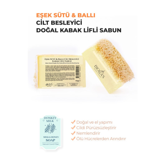 Turkish Donkey Milk Soap, Honey And Natural Pumpkin Fibers