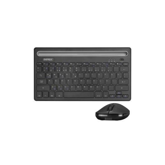 Wireless Keyboard Mouse Set With Slim Black Tablet Stand