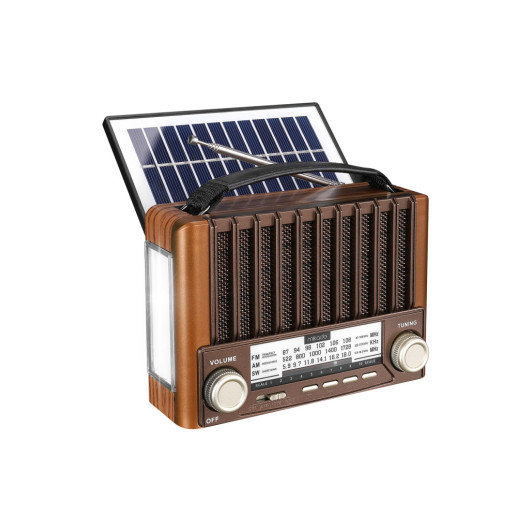 راديو كلاسيكي خشب يعمل بالطاقة الشمسية