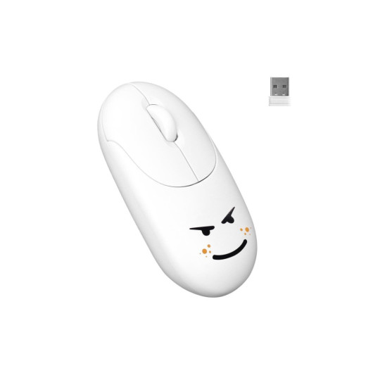 White 2.4Ghz Embossed Wireless Mouse