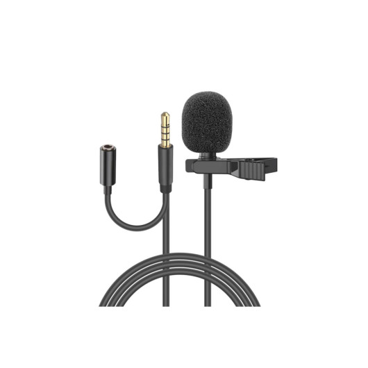 Black Smartphone, And Youtuber Lavalier Microphone With Metal Latch