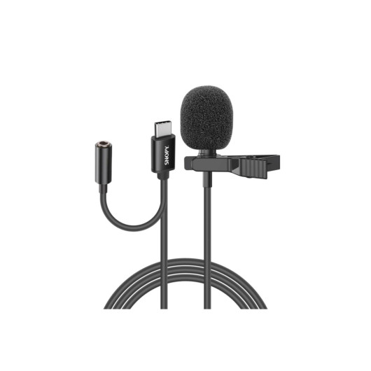Sn-Mtk45 Black Typec Smartphone, Tiktok And Youtuber Lapel Microphone With Headphone Output