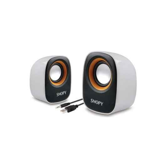 White And Orange Usb 2.0 Speaker