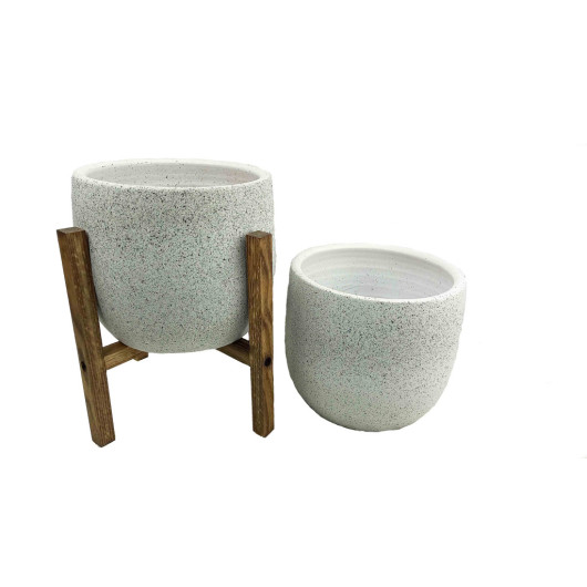 Accessory White Granite Soil Pot Planter Living Room Flower Pot
