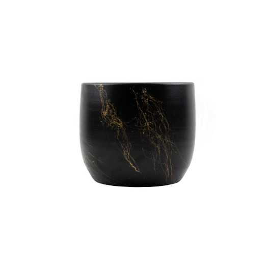 Black With Gold Marble Effect Earthen Pot Planter Living Room Flower Pot