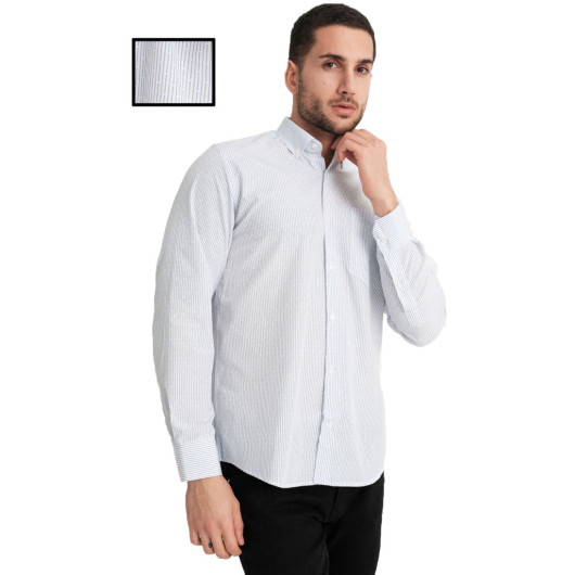 Varetta Mens White Checkered Long Sleeve Shirt With Pockets