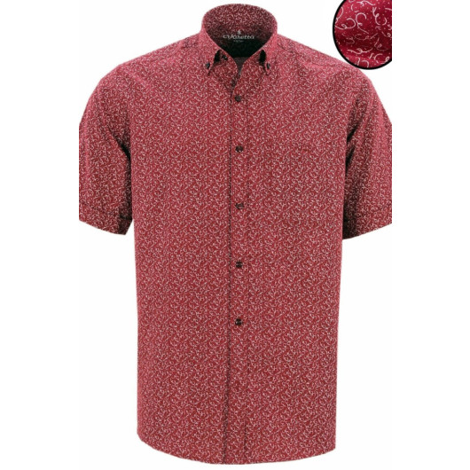 قميص صيفي رجالي احمر كلاريت بأكمام قصيرة Varetta