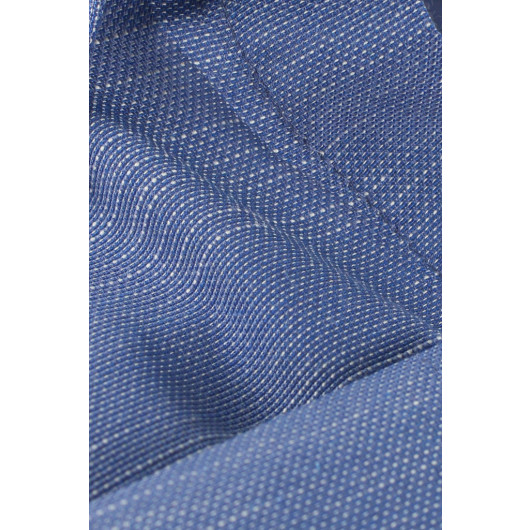 Varetta Mens Diplomat Blue Plain Long Sleeve Cotton Linen Effect Collar Button Shirt