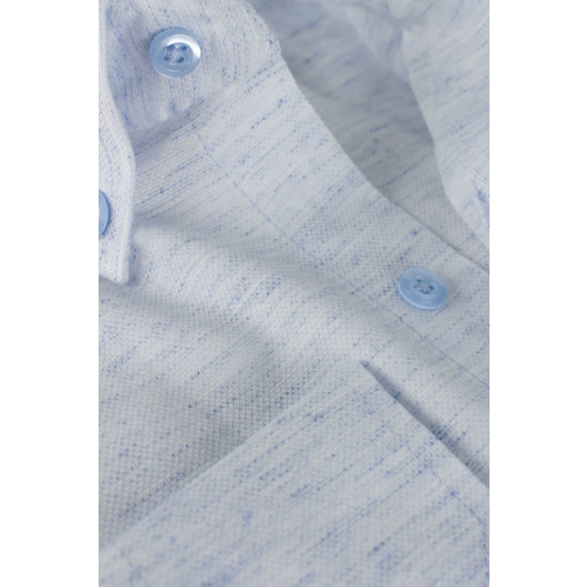 Varetta Mens Sky Blue Long Sleeve Classic Cut Pocket Collar Buttoned Shirt