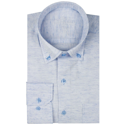 Varetta Mens Sky Blue Long Sleeve Classic Cut Pocket Collar Buttoned Shirt