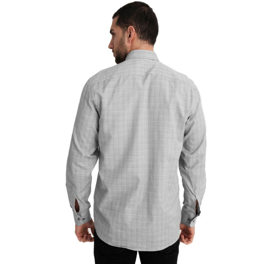 Varetta Mens Gray Double Pocket Long Sleeve Shirt