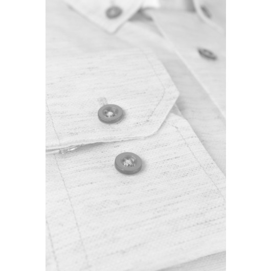 Varetta Mens Gray Long Sleeve Classic Cut Pocket Collar Buttoned Shirt