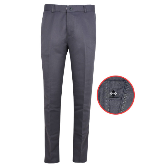 Varetta Mens Dark Gray Classic Cut Linen Trousers