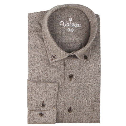 Varetta Mens Sand Beige Sand Winter Winter Classic Cut Collar Buttoned Shirt With Pockets