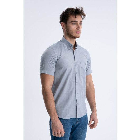 Varetta Mens Blue Short Sleeve Summer Cotton Shirt With Pockets