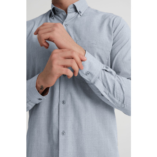 Varetta Mens Blue Classic Cut Long Sleeve Shirt With Pockets