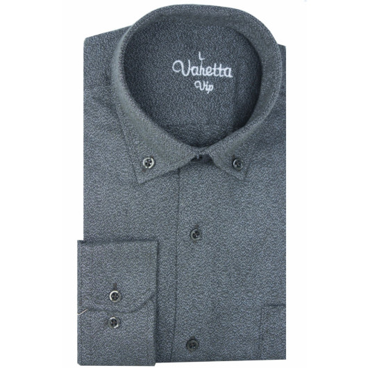 Varetta Mens Blue Sanded Winter Classic Cut Collar Buttoned Shirt With Pockets