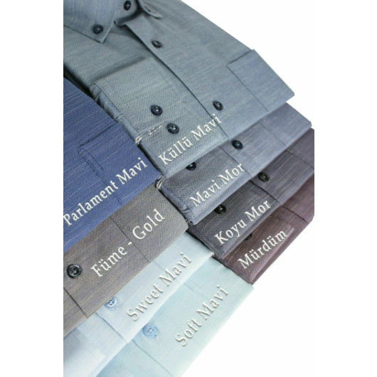 Varetta Mens Blue Purple Plain Long Sleeve Cotton Linen Effect Collar Buttoned Shirt