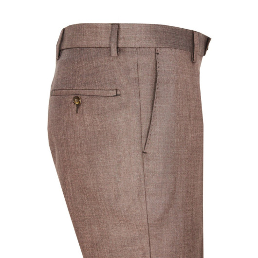 Varetta Mens Cinnamon Color Polyviscon Fabric Trousers