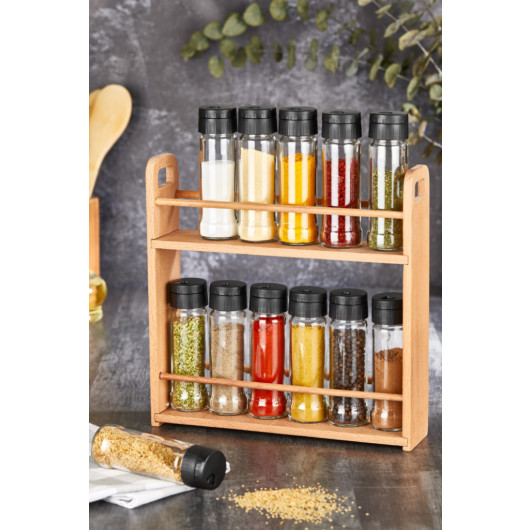 13 Piece Glass Spice Jar Spice Set With Wooden Stand