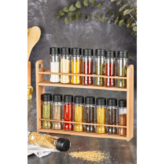 17 Piece Glass Spice Jar Spice Set With Wooden Stand