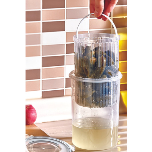 2 وعاء تخزين عميق بمصفاة مانع للتسرب 1.5 لتر شفاف
