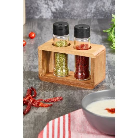 3 Piece Glass Spice Bowl Spice Set With Wooden Stand