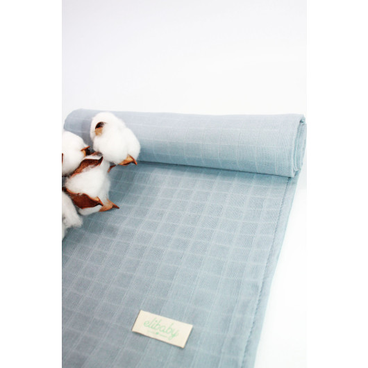 Organic Cotton Baby Blanket, Indigo Blue, 90X100 Cm