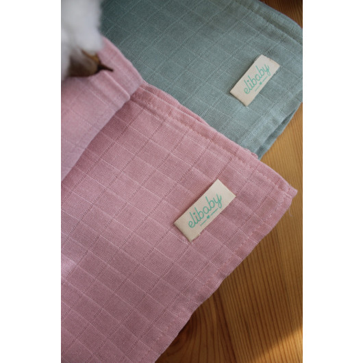 Newborn Baby Blankets, Two Pieces, Pink And Indigo Green