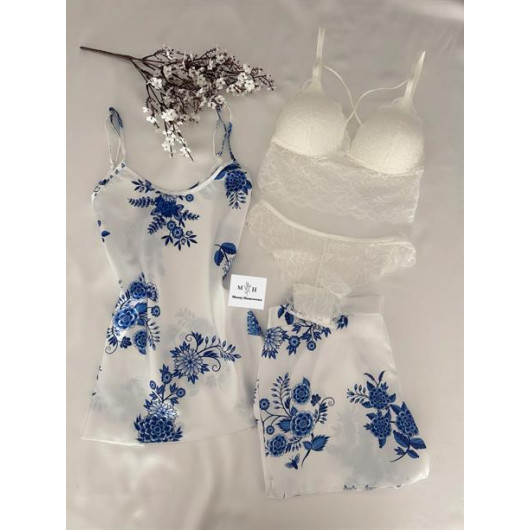 Women Lingerie With A Floral Design Decorated With Lace