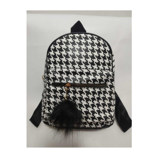 Womens Black And White Backpack