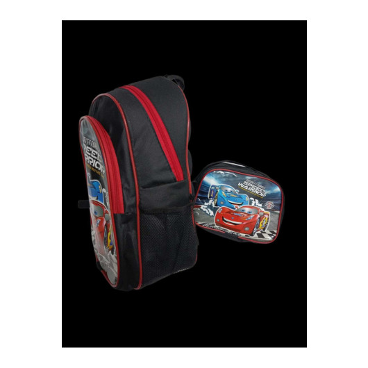 Boys School Bag With Cars Drawing