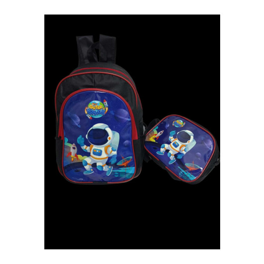Boys School Bag With A Spaceman Drawing