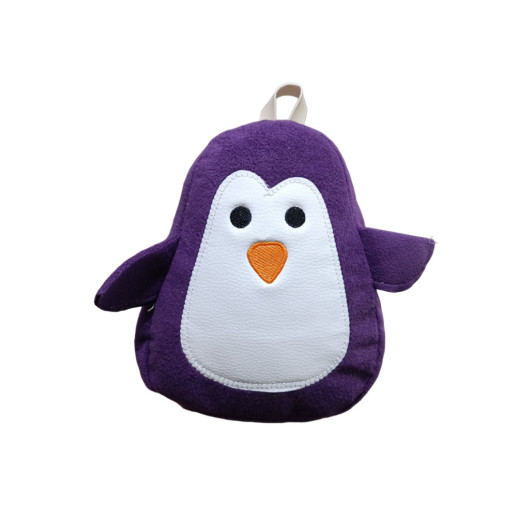 Childrens Backpack With Purple Penguin Pattern, Unisex