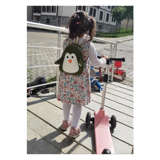 Childrens Backpack With Green Penguin Pattern, Unisex