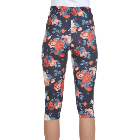 Cotton Belly Supported Floral Capri Maternity Tights