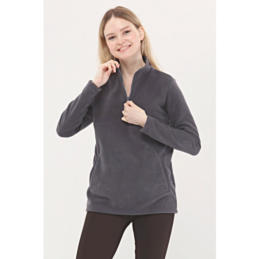 Zippered Breastfeeding Fleece Smoked