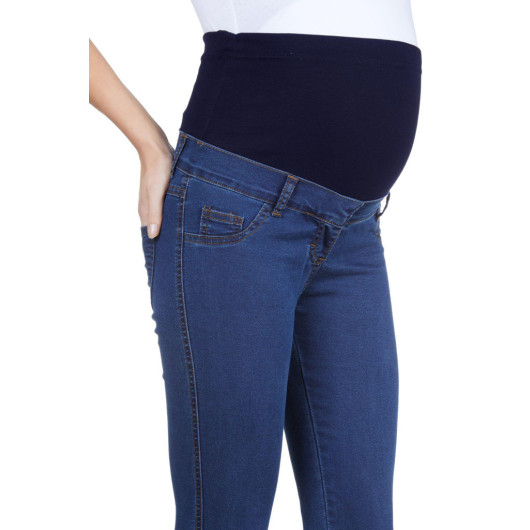 Adjustable Waist Maternity Jeans Navy Blue