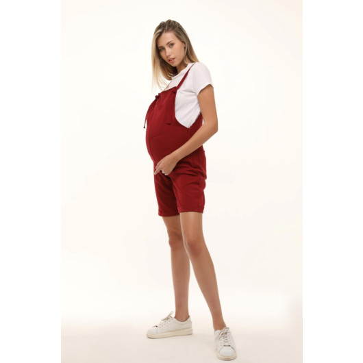 Claret Red Maternity Shorts Salopet