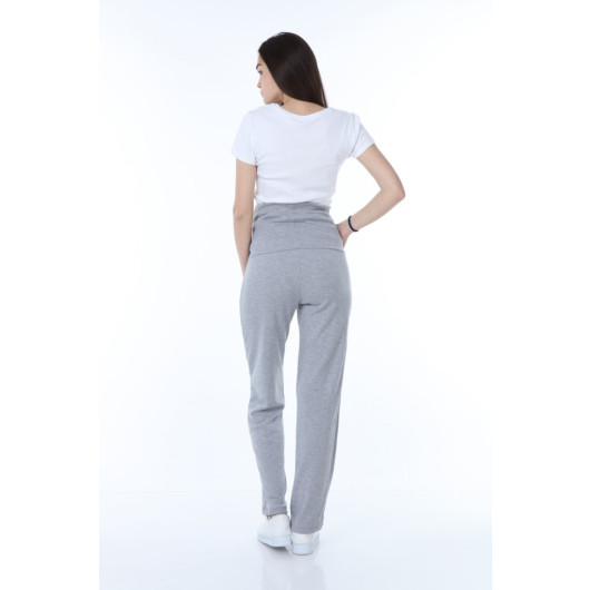 Adjustable Waist Maternity Daily Home Trousers Gray