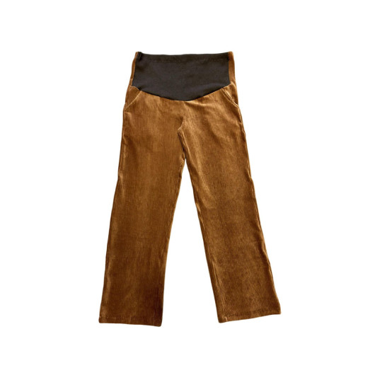 Adjustable Waist Winter Velvet Maternity Pants Camel